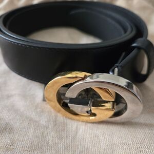 Gucci Black Leather Belt Size 46